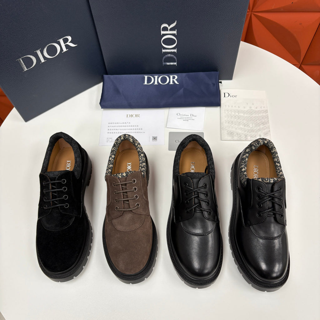 DIOR Dior Explorer III Derby Shoe Black Smooth Calfskin and Black Dior Oblique Jacquard #336111