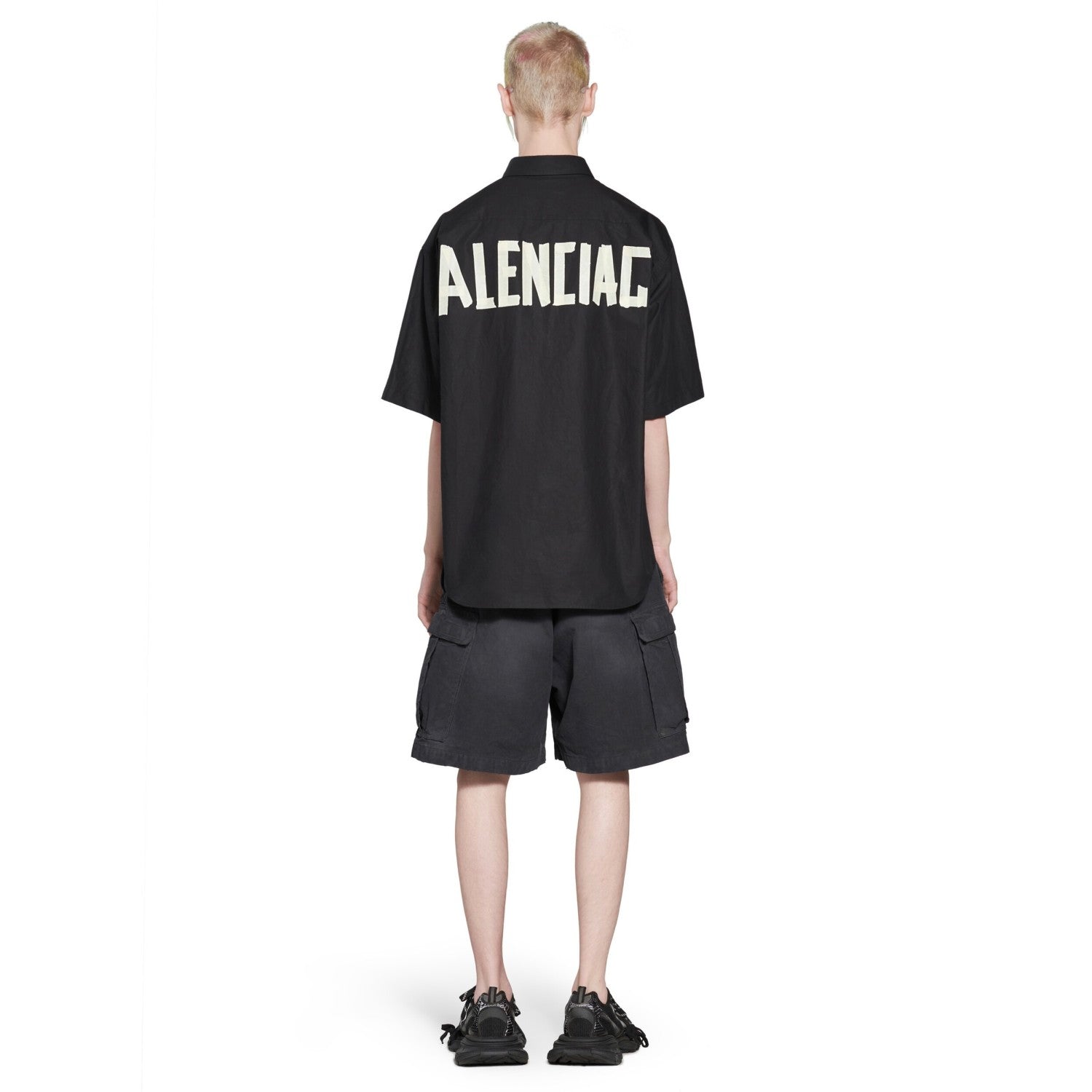 Balenciaga Summer Black Short Sleeve Letter Shirt #94145