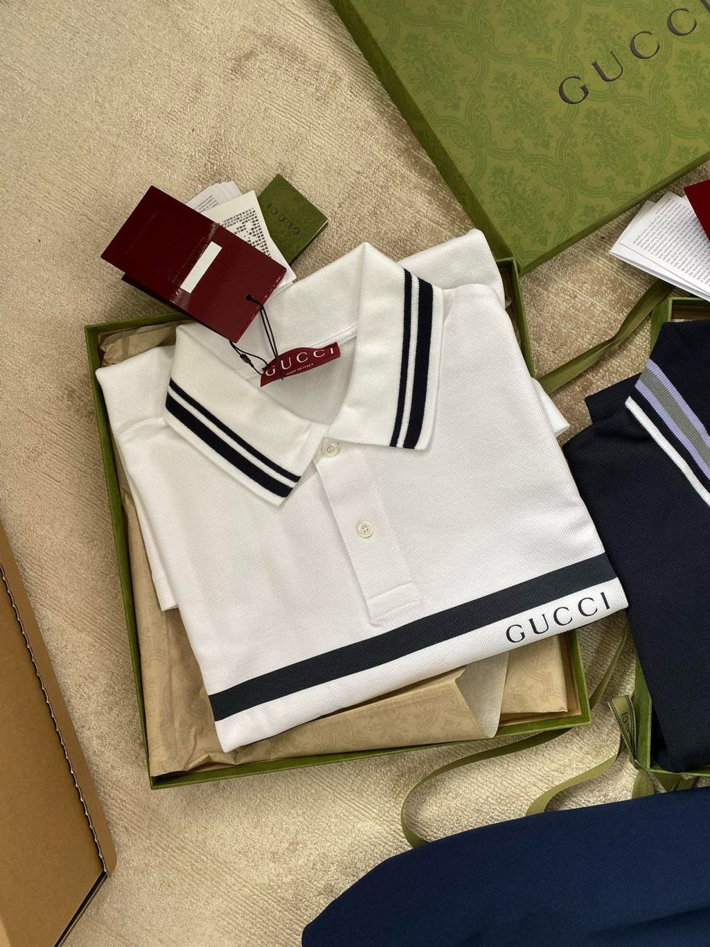 Gucci Men's Summer Letter Stripe Casual Short Sleeve Polo Shirt T-shirt #99599