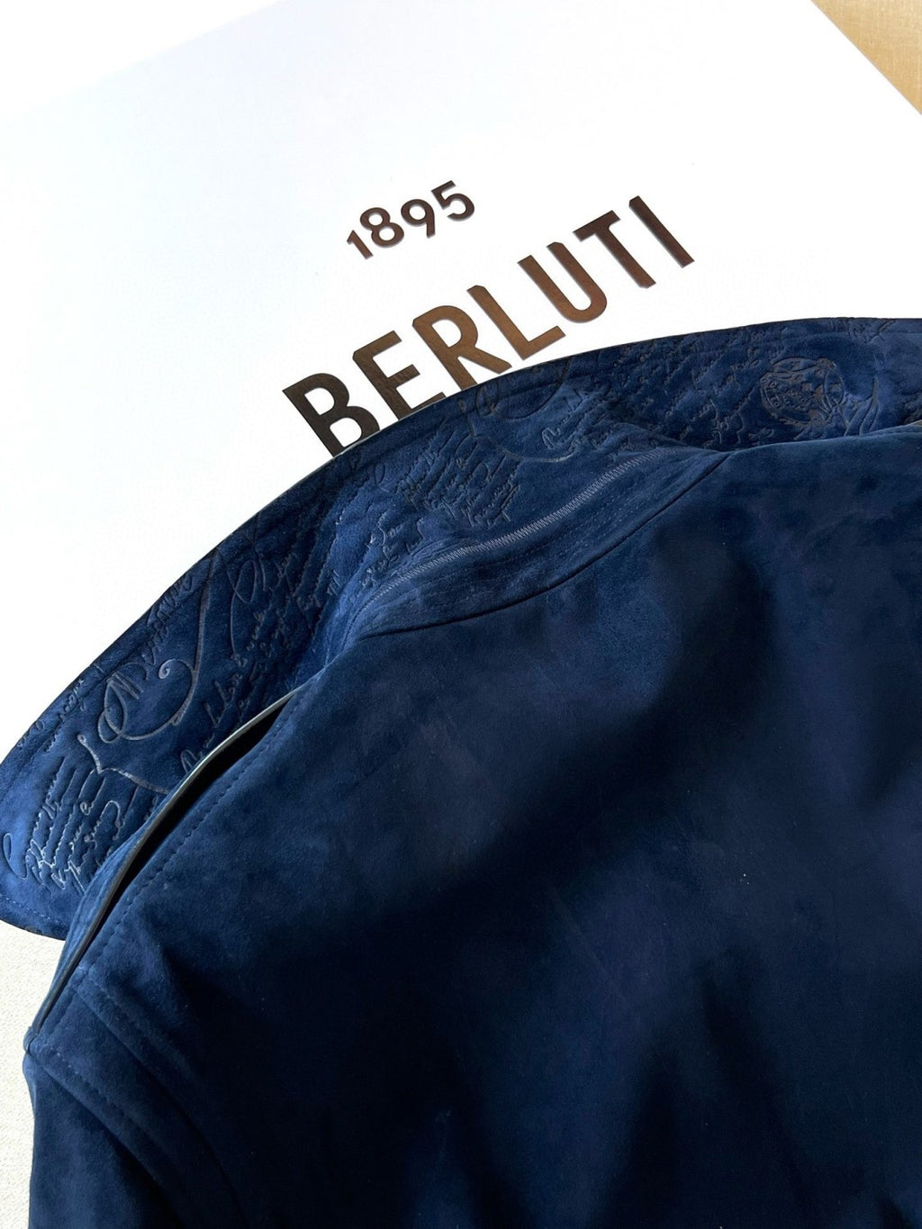 Berluti Men's Spring. Autumn And Winter Two-Way Zipper Solid Color Lapel Fit Long Sleeve Sheepskin Suede Aviator Jacket Ngvp #9449