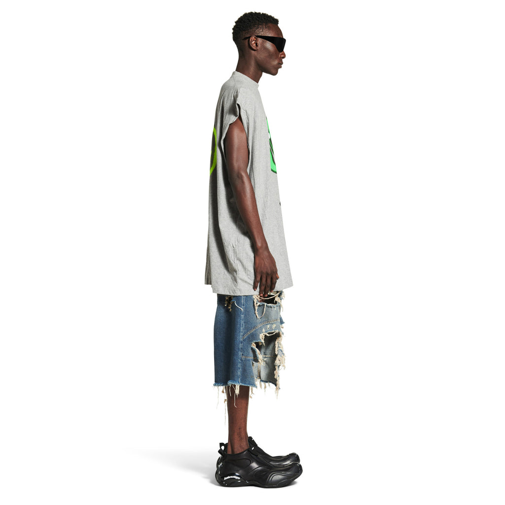 Balenciaga Hi There + Dripley Sleeveless T-shirt Men's Summer Gray Round Neck Vest Fashion High Street Trend Loose T-Shirt Top Ngvp #1642