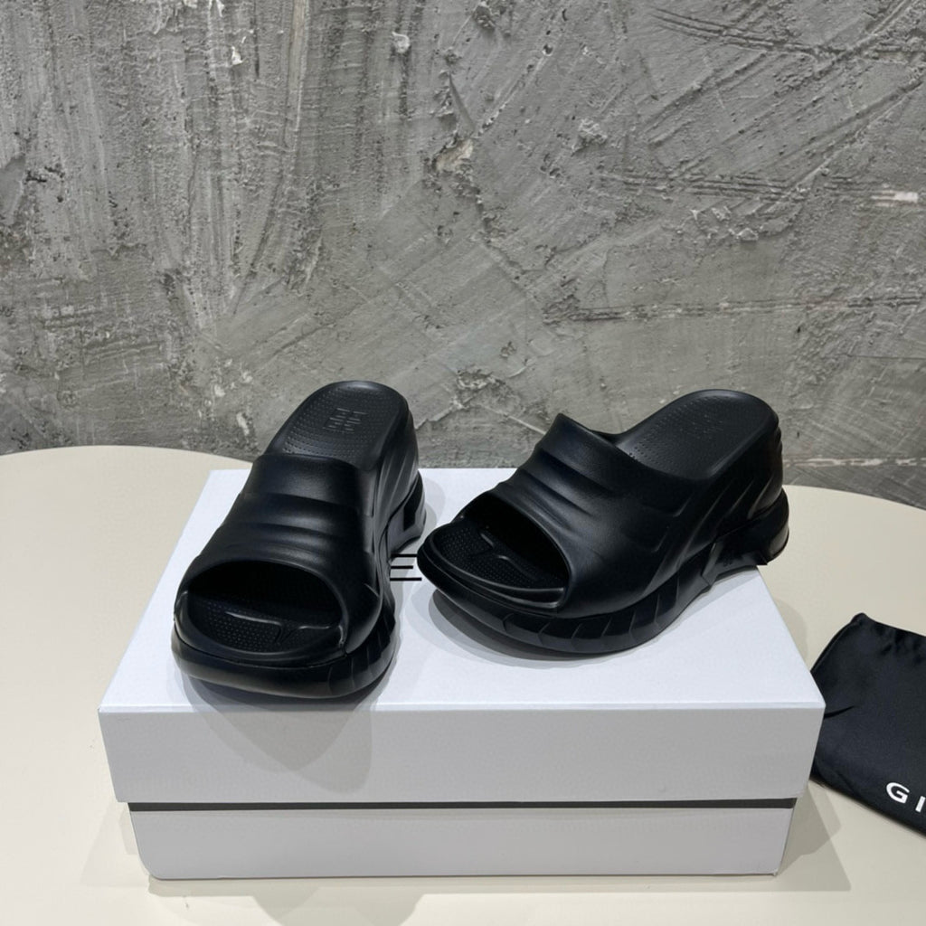 Givenchy Women's Summer Rubber Bottom Hollow Out Solid Color Thick Bottom Slope Heel Slippers Casual Shoes Heel High 10cm #81335