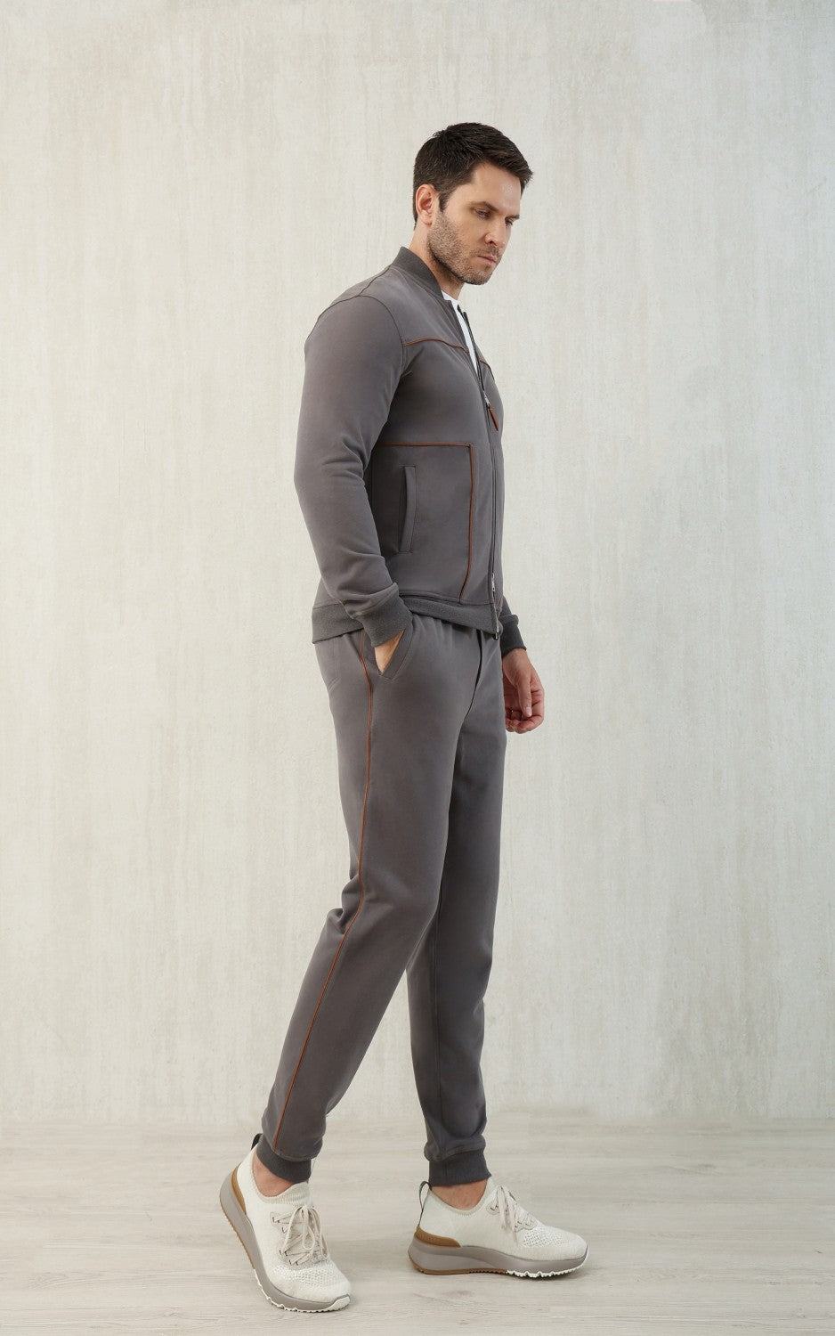 Brunello Cucinelli Men's Spring and Autumn Hooded Long Sleeve Cotton Casual Sports Sweatshirt Zipper Long Sleeve Jacket Ngvp #1766