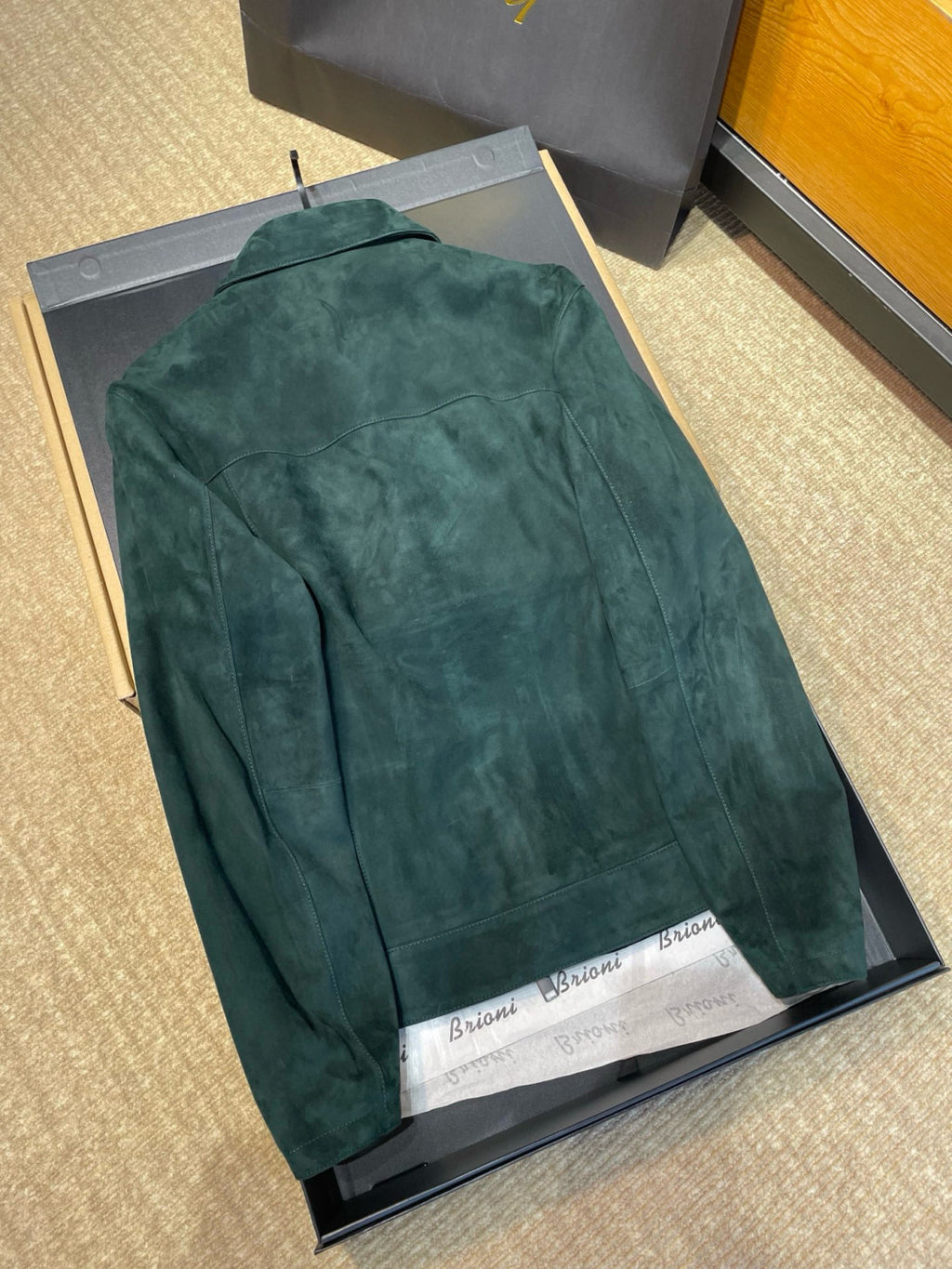 Brioni Men's Fall/Winter Fashion Classic Solid Color Lapel Zipper Suede Long Sleeve Jacket #79133