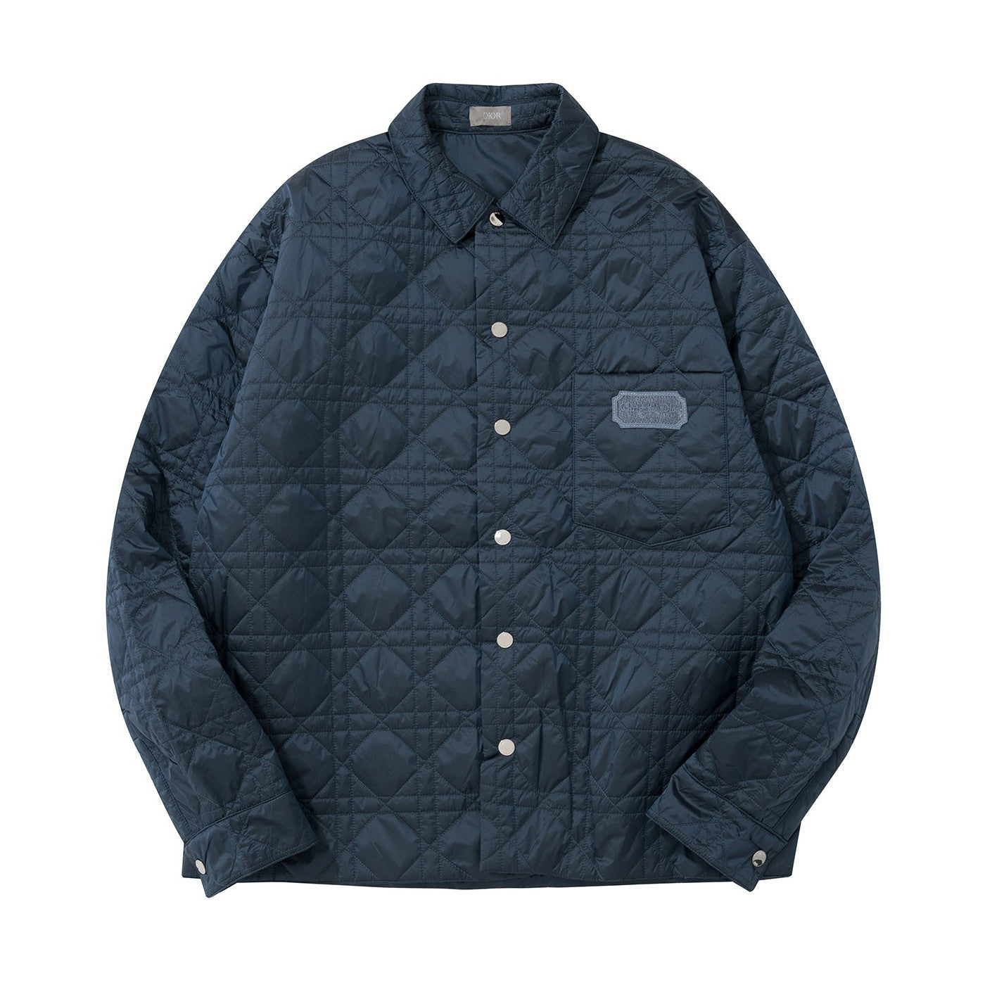 Dior Men's Spring And Fall Navy Blue Lapel Single Breasted Straight Long Sleeved Jacket #98586