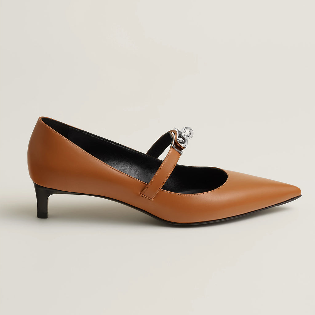 Hermes Women's Kiara 40 Pump Four Seasons Solid Color Pointy Toe Leather Stiletto High Heels Casual Shoes #81322