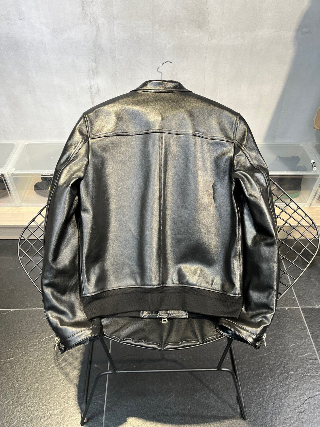 Men's Winter Solid Color Long-sleeved Fitted Zipper Leather Jacket Ngvp #6925