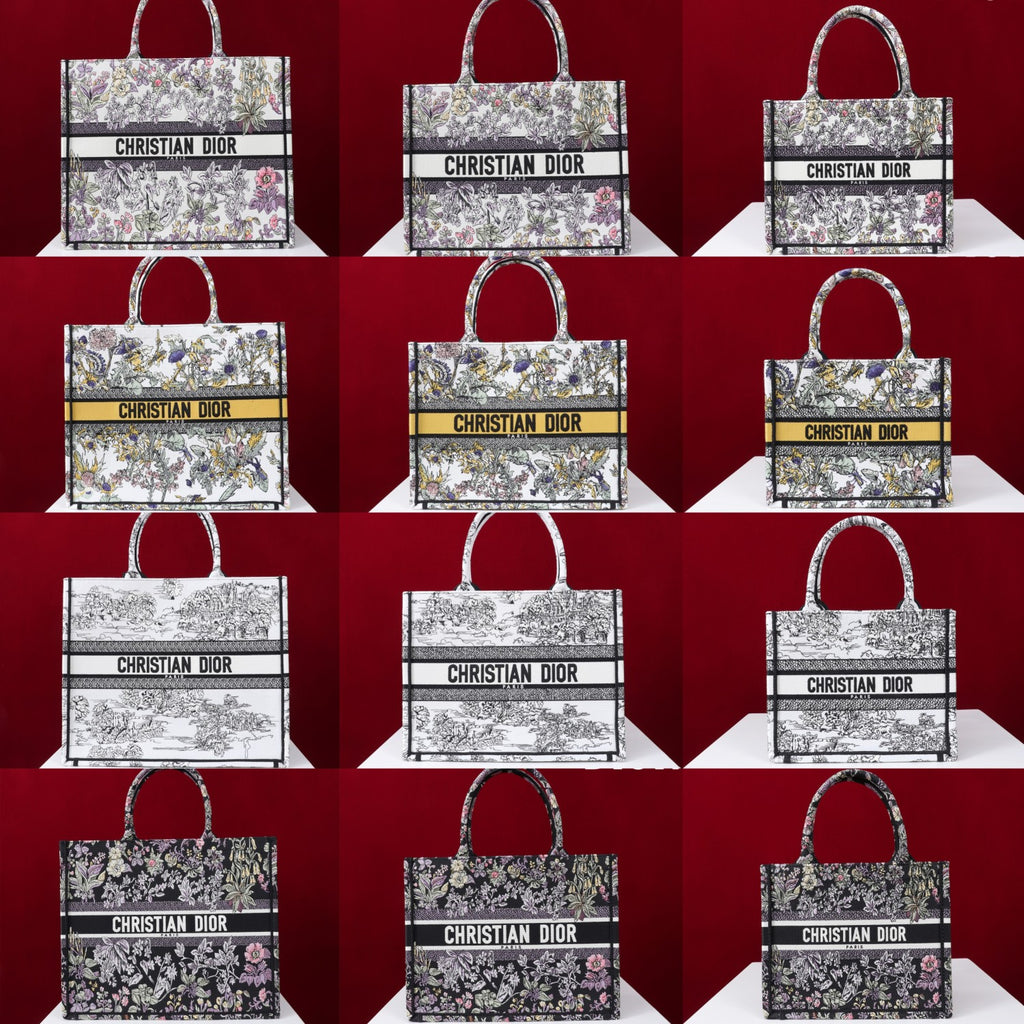 Dior Book Tote Women's Pattern Printed Embroidered Letter Printed Tweed Canvas Tote Bag Bags (please Contact Customer Service For Colour Selection Before Purchase) #76615