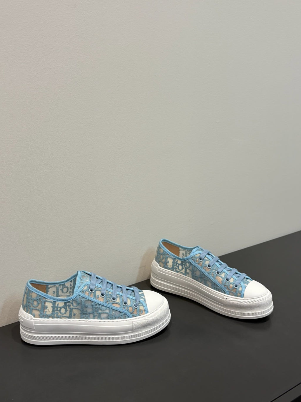 DIOR Walk n Dior Platform Sneaker Sky Blue Dior Oblique Embroidered Mesh #386883