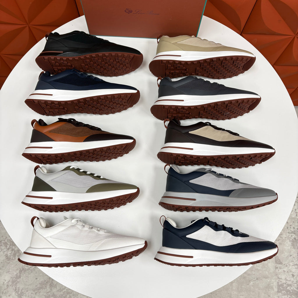Loro Piana Week End Walk Mesh Cowhide Suede Casual Sneakers #381648
