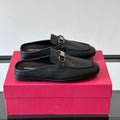Ferragamo Men's Spring/Fall Solid Color Classic Calfskin Round Toe Open Back Mule Shoes #78195