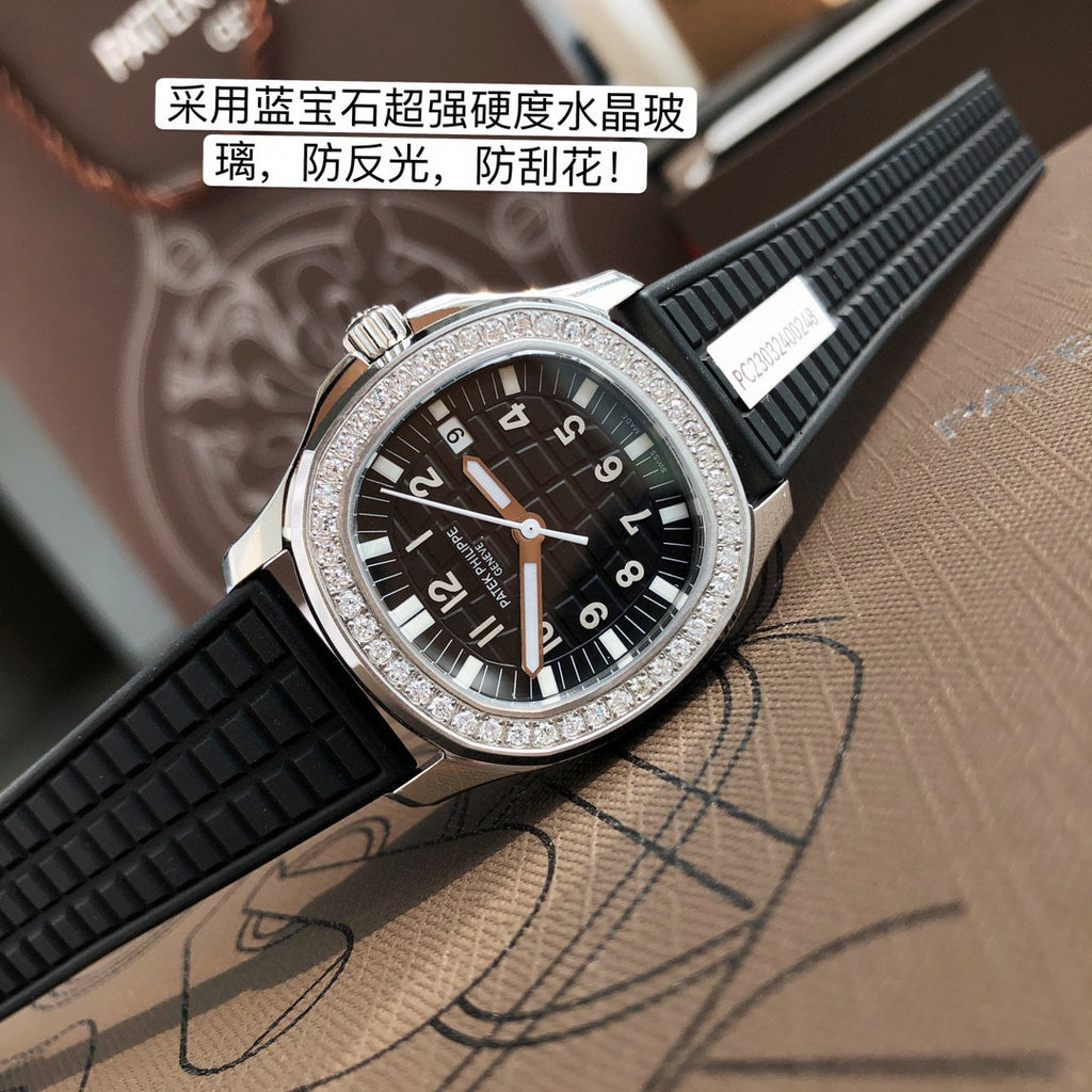 Patek Philippe Mechanical Watches With Diamonds On Silicone Straps Watch #96352