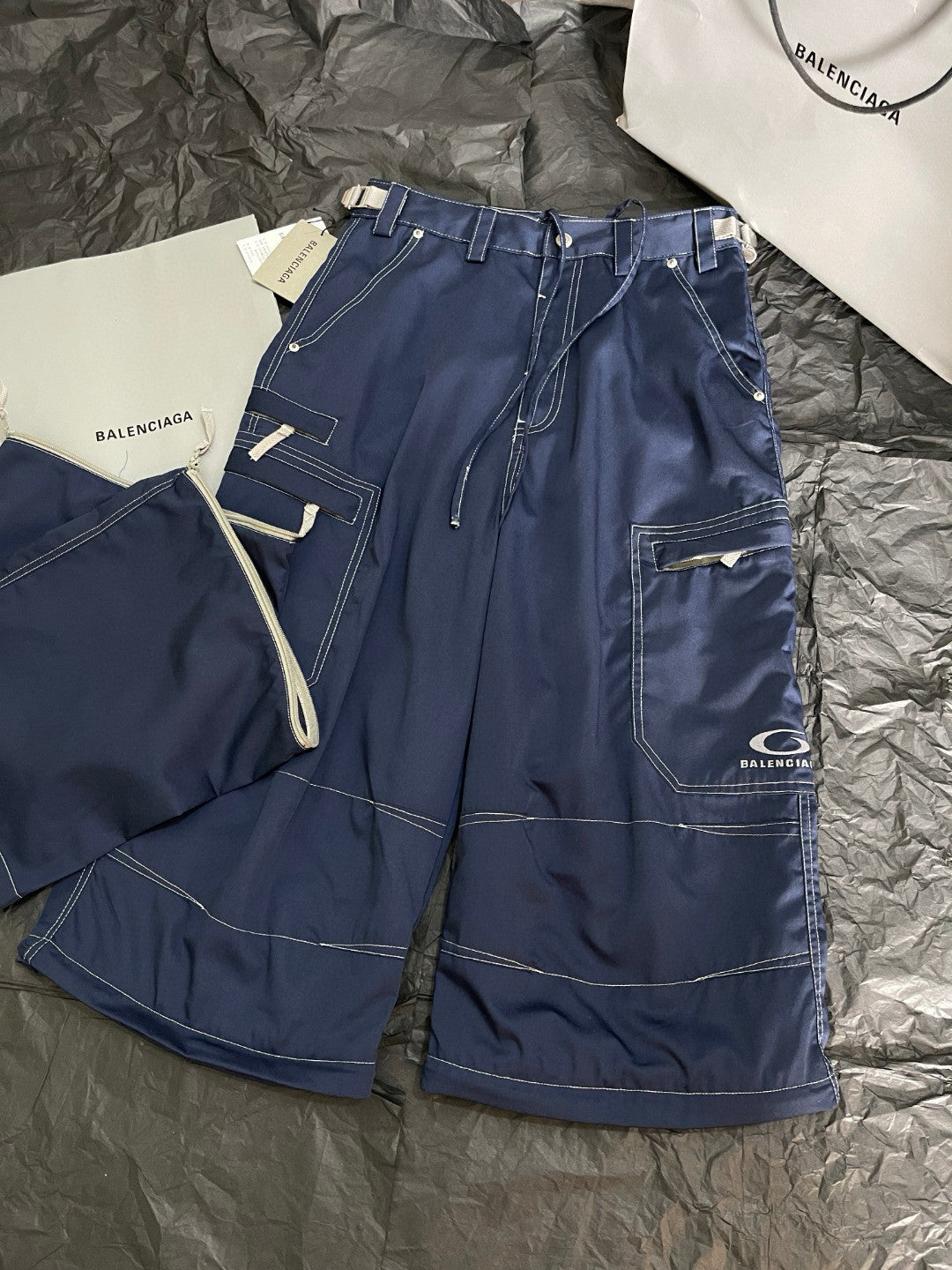 Balenciaga Men's Spring/Autumn Solid Colour Button Pocket Regular Fit Work Trousers Pants #77443