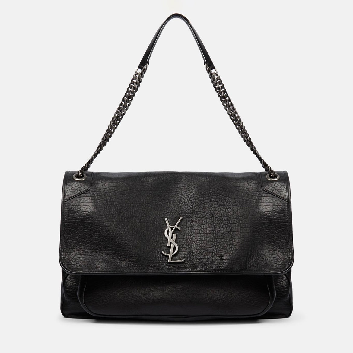 SAINT LAURENT Women's Monogram Logo Chain Grained Lambskin Niki Tote Vintage Black Oversized Bags #71456