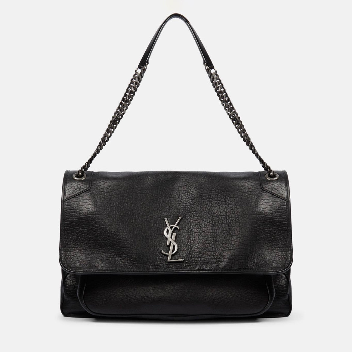 SAINT LAURENT Women's Monogram Logo Chain Grained Lambskin Niki Tote Vintage Black Oversized Bags #71456