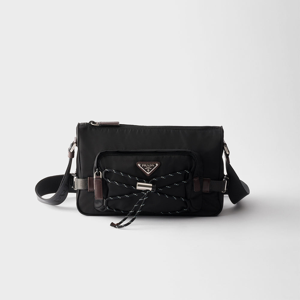 PRADA Black Prada Speedrock Re-nylon Leather Shoulder Bag #334216