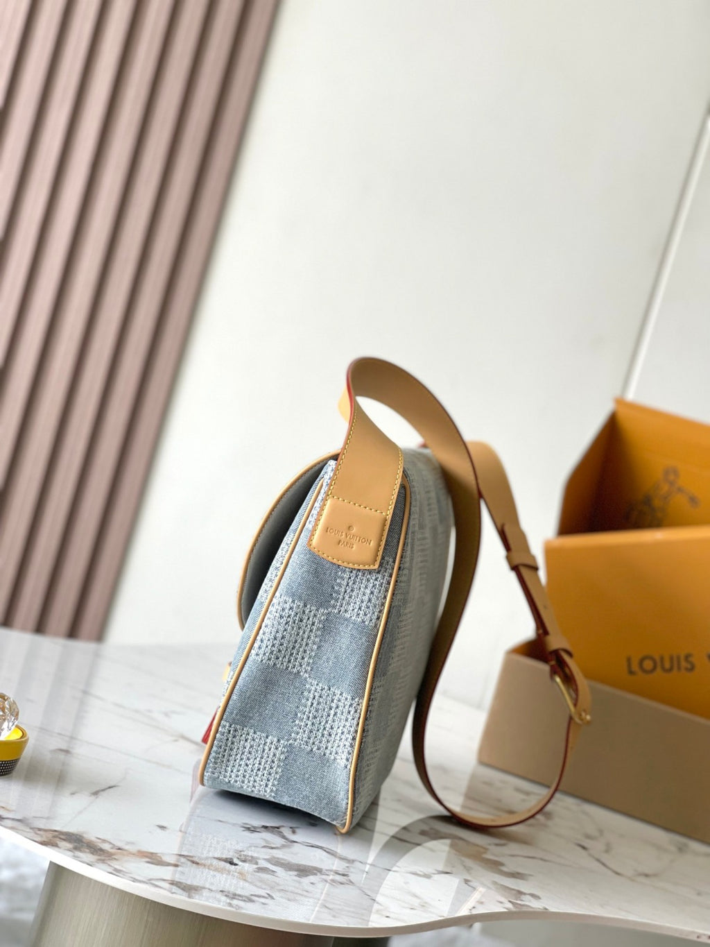 Louis Vuitton Montsouris Men's Solid Vintage Magnetic Buckle Closure Coated Canvas Denim Shoulder Crossbody Bag Bags #76845