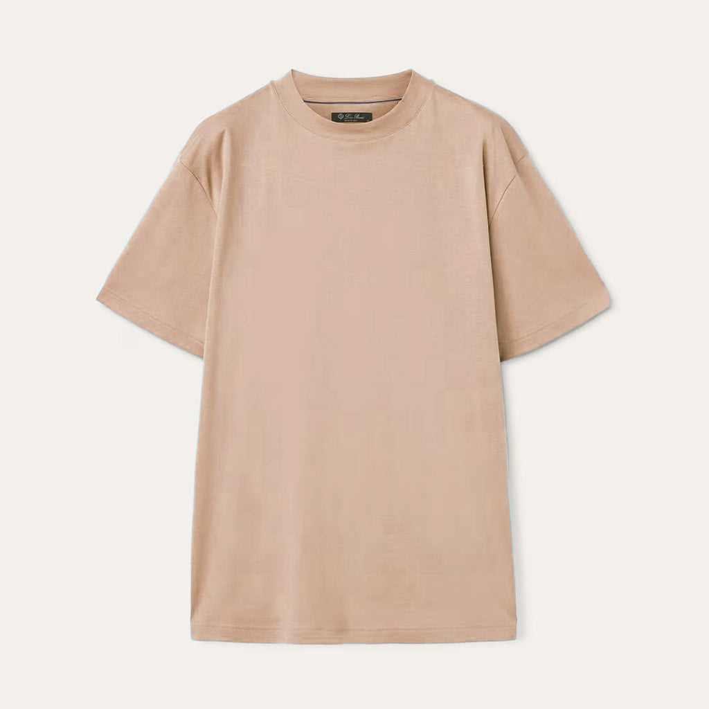 Loro Piana Men's Summer Solid Color Casual Fashion Round Neck Cotton Short Sleeve T-Shirt #98734