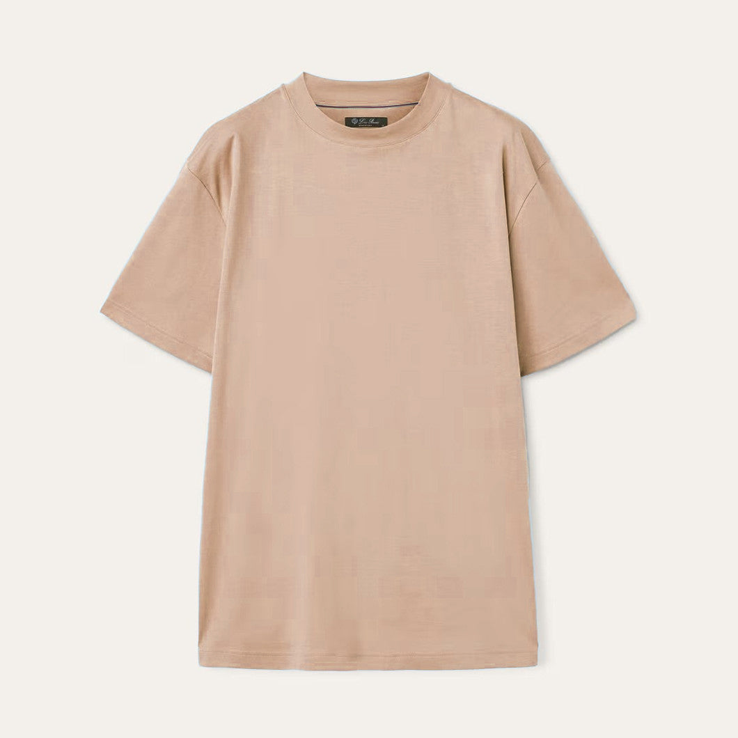Loro Piana Men's Summer Solid Color Casual Fashion Round Neck Cotton Short Sleeve T-Shirt #98734