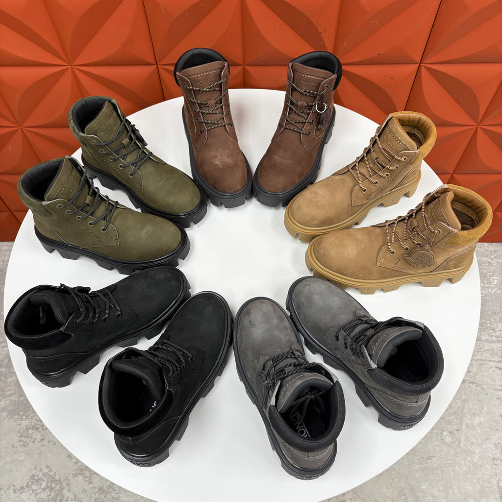 Moncler Black Peak City Nubuck Suede Lace-Up Boots #336113