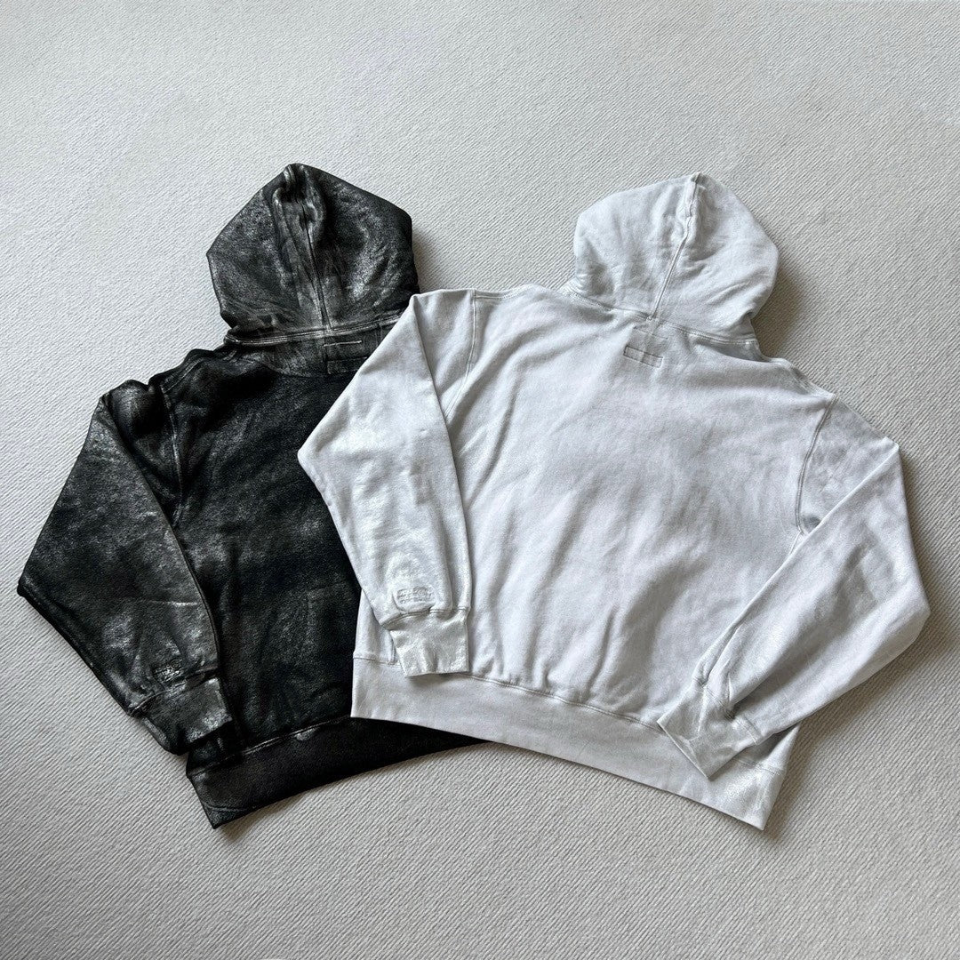 SUPREME/MM6 MAISON MARGIELA Men's and Women's Spring and Autumn Tie-Dye Washed Logo Solid Color Pocket Hooded Sweatshirt Pullover #73148