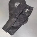Chrome Hearts Mens Black Leather Slim Fit Trousers Pants #96922