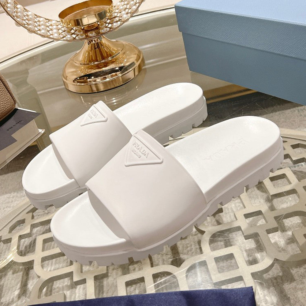 Prada Men's And Women's Summer Solid Colour Cowhide Leather Sandals And Slippers Shoes #76974