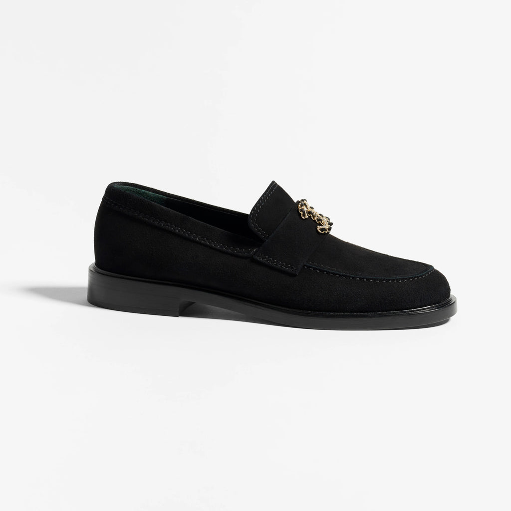 Chanel Women's Fall/Winter Fashion Casual Round Toe Slip On Flat Low Top Retro Stud Buckle Suede Loafers Shoes #78865
