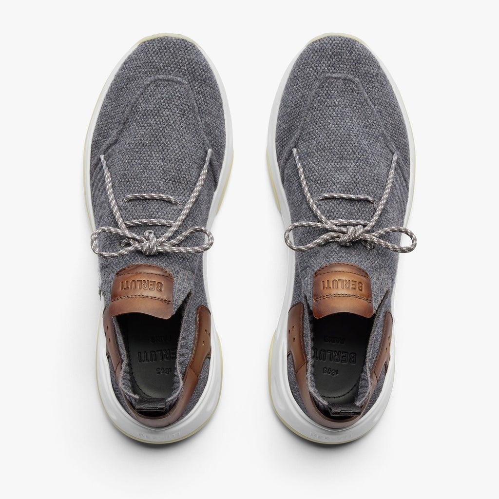 Berluti Shadow Men's Fashion Casual Round Toe Lace Up Flat Low Top Flyknit Sneakers Shoes #79362