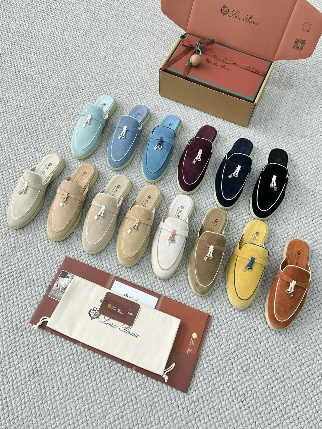 Loro Piana Women's Summer Solid Color Suede Simple Comfortable Rubber Bottom Baotou Slippers Shoes #76545