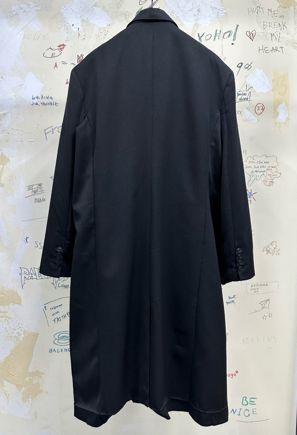 Balenciaga Skater Tailored Men's Autumn And Winter Silhouette Long Black V Collar Single-Breasted Suit Jacket #97351