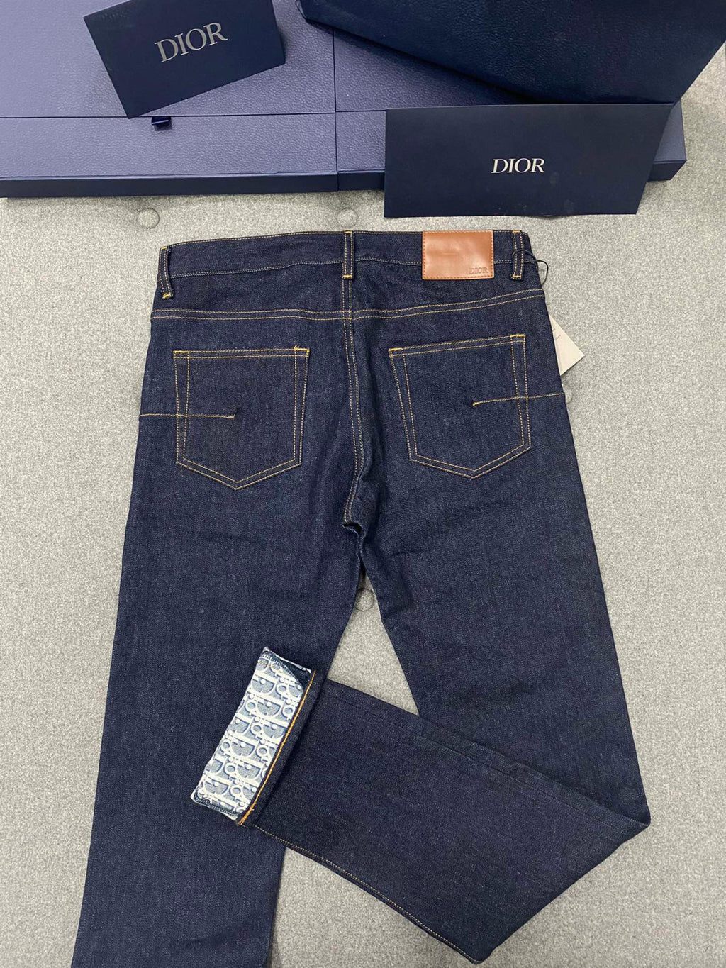 Dior Men's Spring and Autumn Printed Blend Long Sleeve Denim Shirt Jacket Slim Cropped Mid-Rise Jeans Pants Suit Set #97916