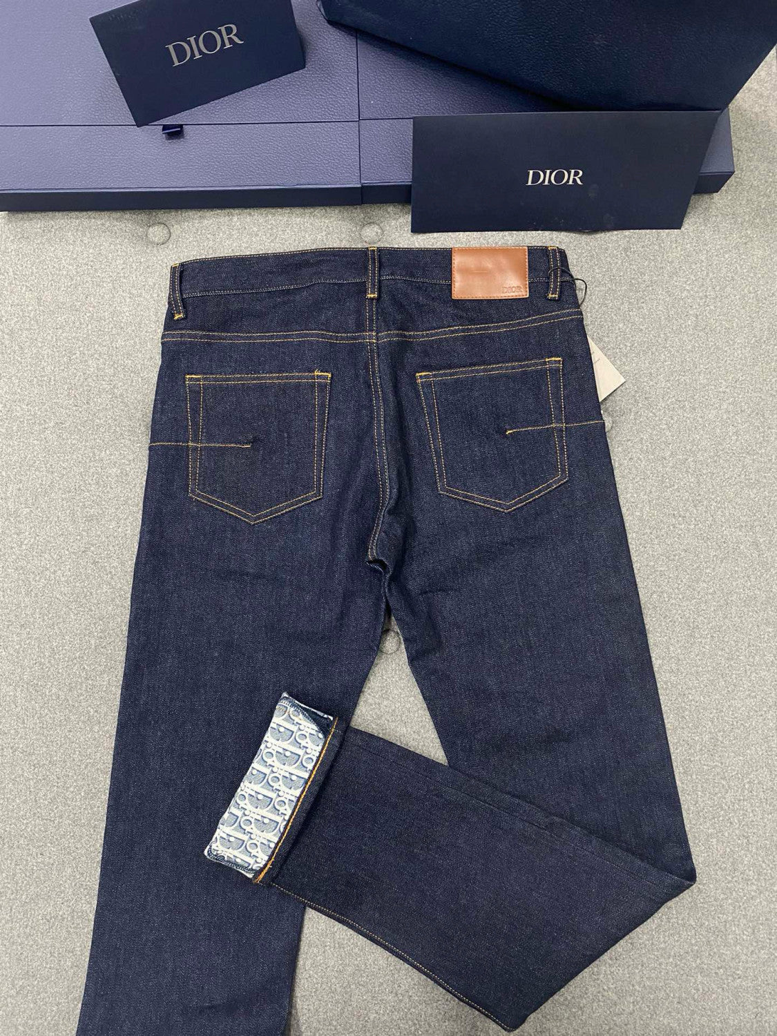 Dior Men's Spring and Autumn Printed Blend Long Sleeve Denim Shirt Jacket Slim Cropped Mid-Rise Jeans Pants Suit Set #97916