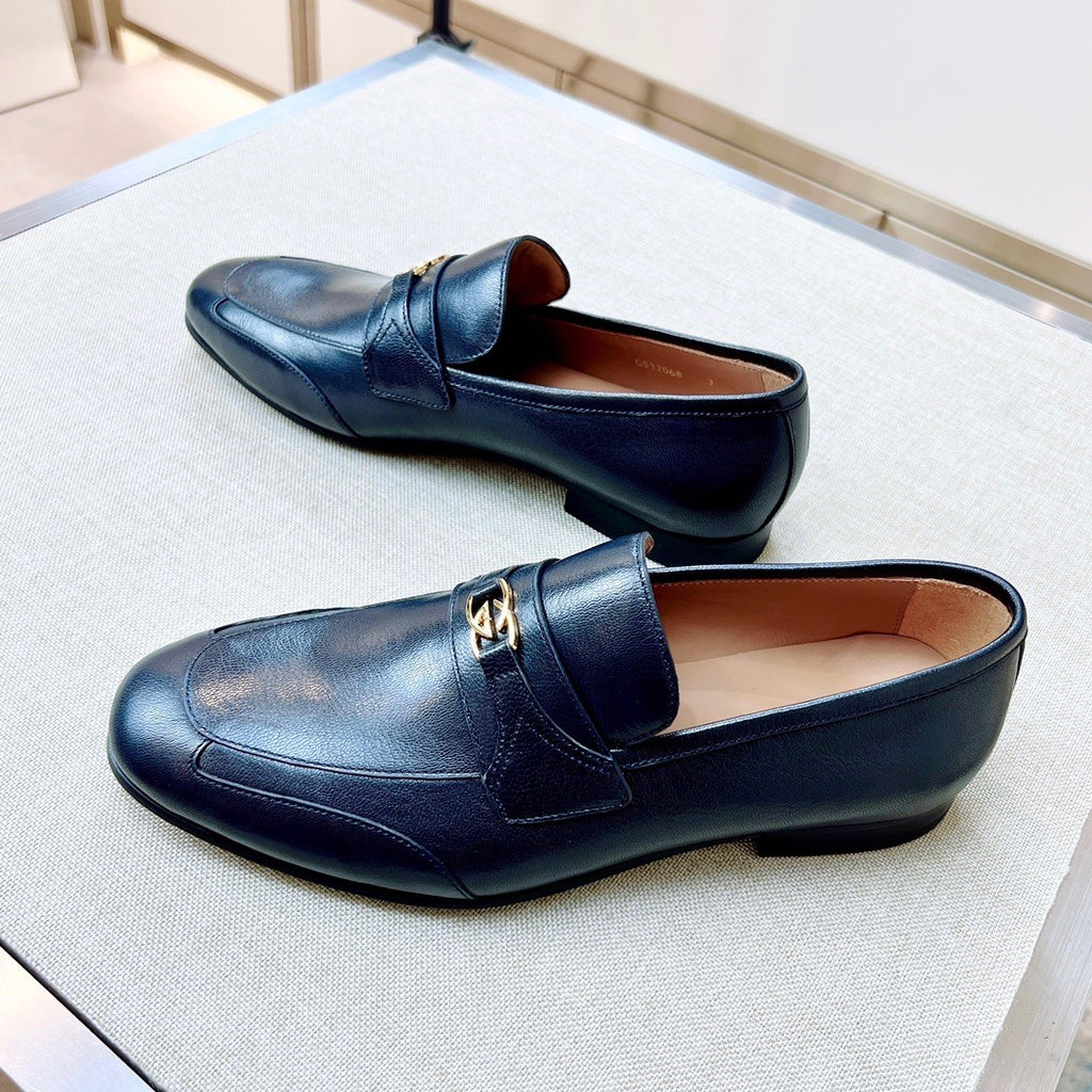 Gucci Men's & Women's Spring/Fall Fashion Casual Solid-Color Round-Toe Slip-On Leather Loafers Shoes #78667