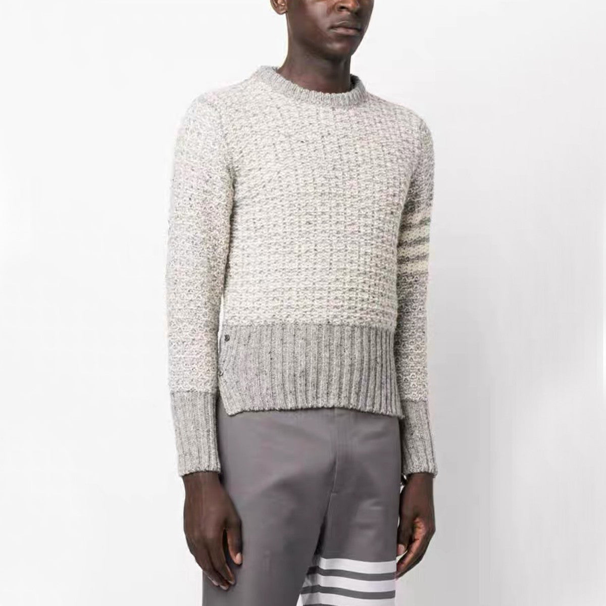 Thom Browne Men's Women's Autumn And Winter Knitted Pullover Solid Color Long Sleeve Wool Sweater Ngvp #9515