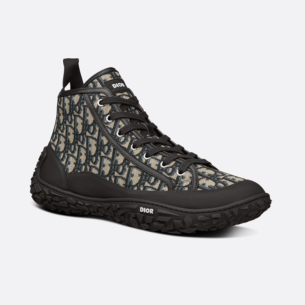 Dior Men's B28 Black Dior Oblique Jacquard and Rubber High Top Sneakers Trainers #335983