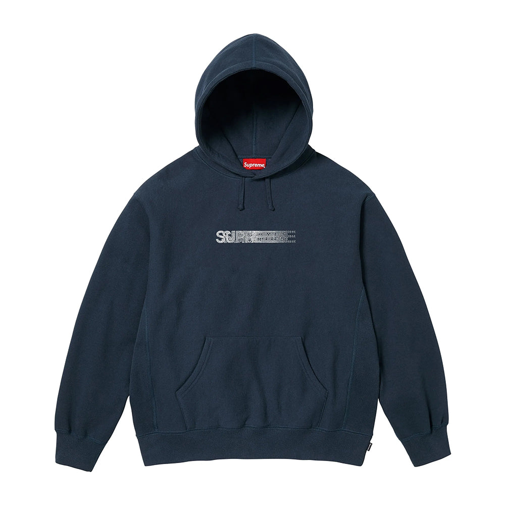 Supreme x Swarovski Men's and Women's FW25 WEEK4 Motion Logo Hooded Sweatshirt rhinestone dynamic logo kangaroo pocket hooded sweatshirt #332326
