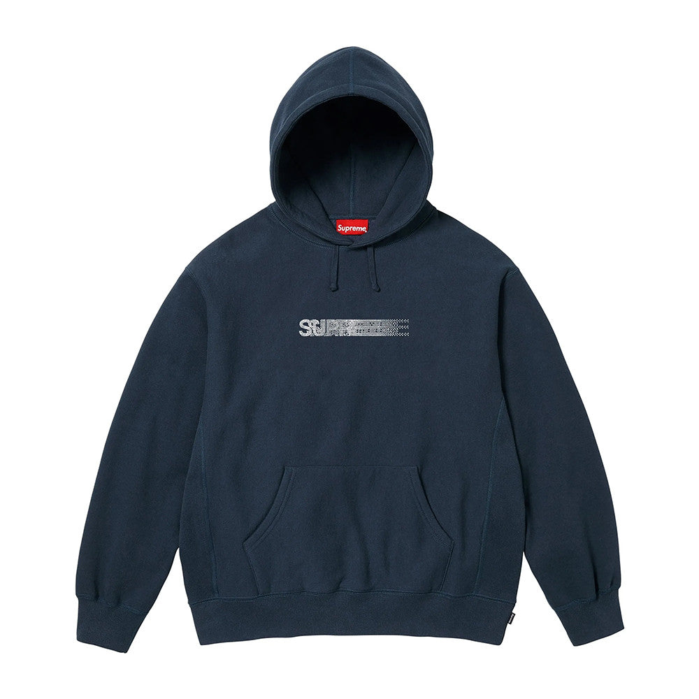 Supreme x Swarovski Men's and Women's FW25 WEEK4 Motion Logo Hooded Sweatshirt rhinestone dynamic logo kangaroo pocket hooded sweatshirt #332326