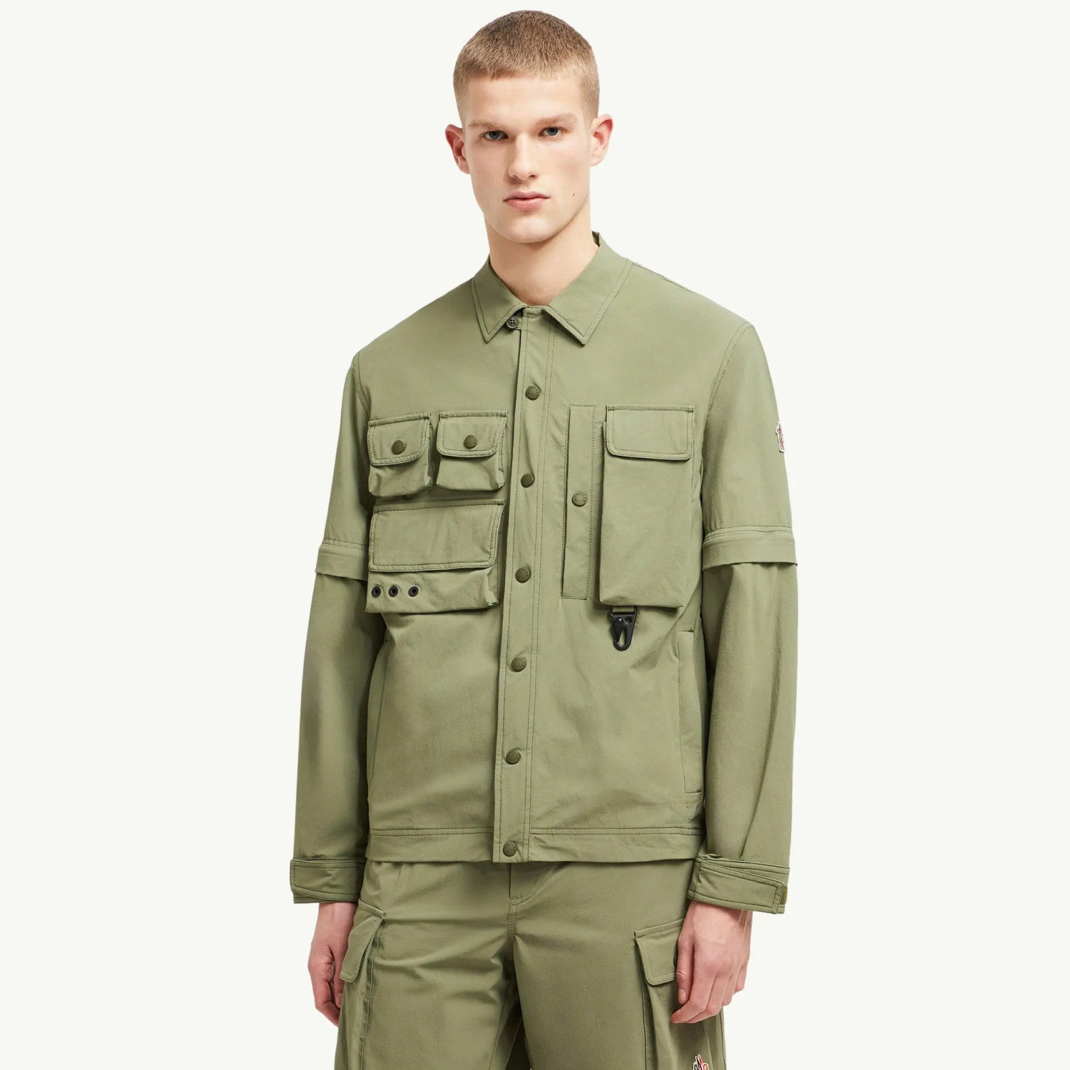 Moncler Men's Spring/Fall Casual Single-Breasted Solid Color Multi Pocket Detachable Sleeve Workwear Jacket #78895