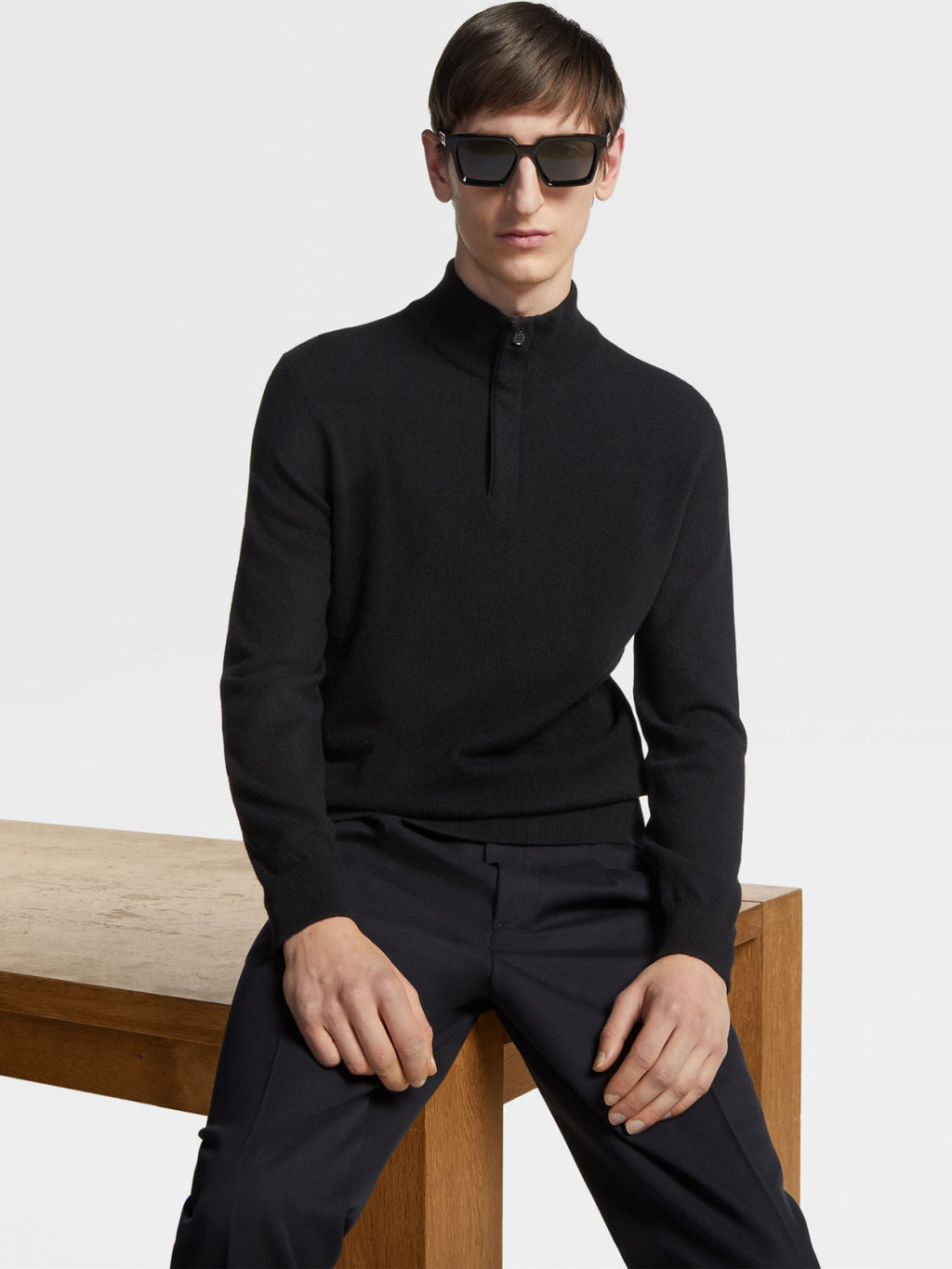 Ermenegildo Zegna Deep Foliage Mélange Color Oasi Cashmere Zipper Penguin Collar Sweater Men's Luxury Knitted Sweater Autumn And Winter Bottom Warm Fashion Trend Knitting Ngvp #2451