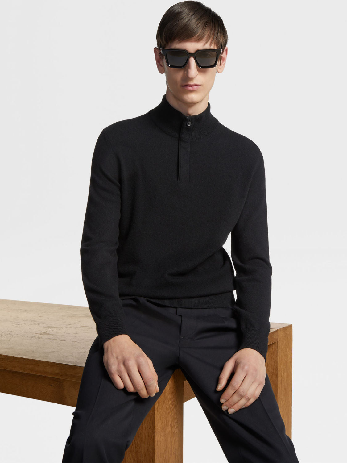 Ermenegildo Zegna Deep Foliage Mélange Color Oasi Cashmere Zipper Penguin Collar Sweater Men's Luxury Knitted Sweater Autumn And Winter Bottom Warm Fashion Trend Knitting Ngvp #2451