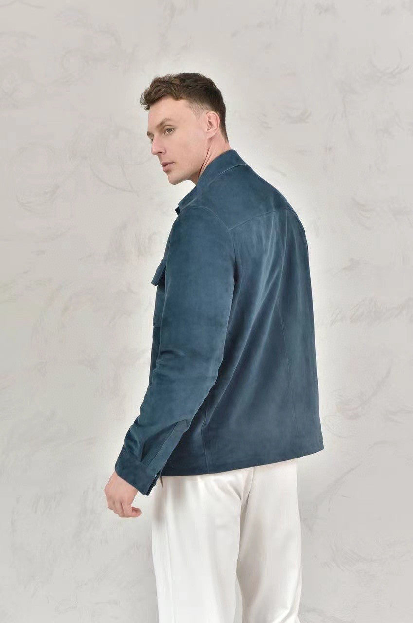 Loro Piana Men's Spring And Fall Fashion Lapel Suede Single-breasted Casual Temperament British Work Wind Jacket Ngvp #7928