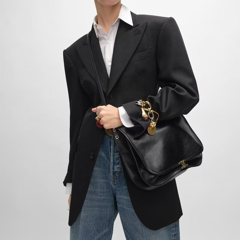 Celine Women's Soft Triomphe Besace Handbag Magnetic Snap Flap Bag Medium Shoulder Crossbody Bags 2026 New Style 123632t88.38no #195067