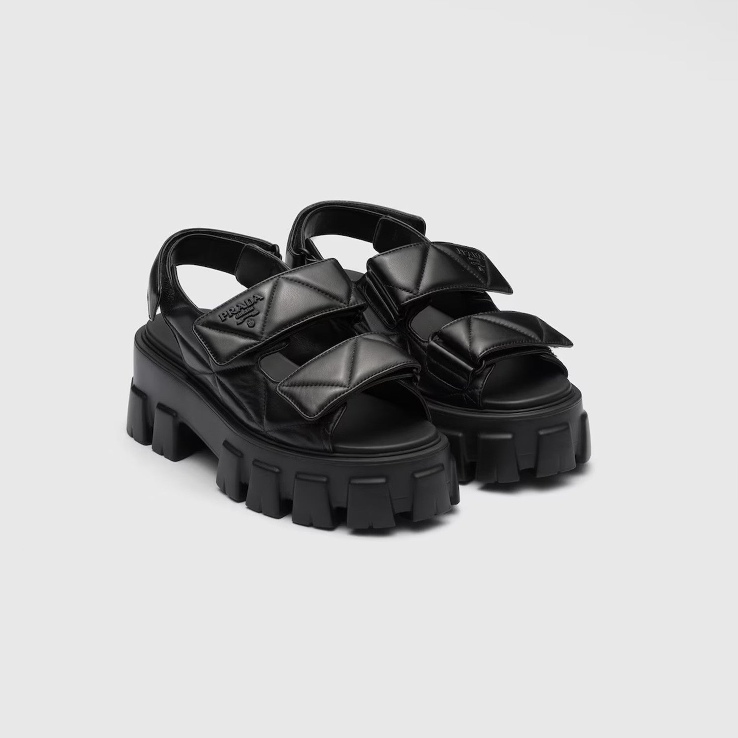 Prada Monolith Nappa Leather Sandals Women's Spring Summer Fashion Casual Solid Colour Sandals Buckle Thick Bottom Shoes #81217