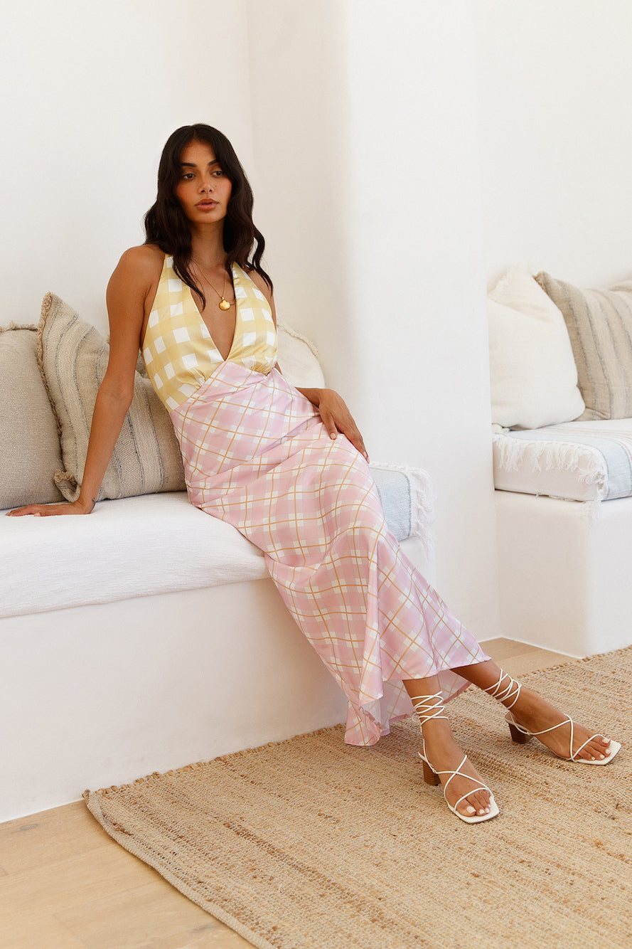 Picnic Date Satin Maxi Dress Pink
