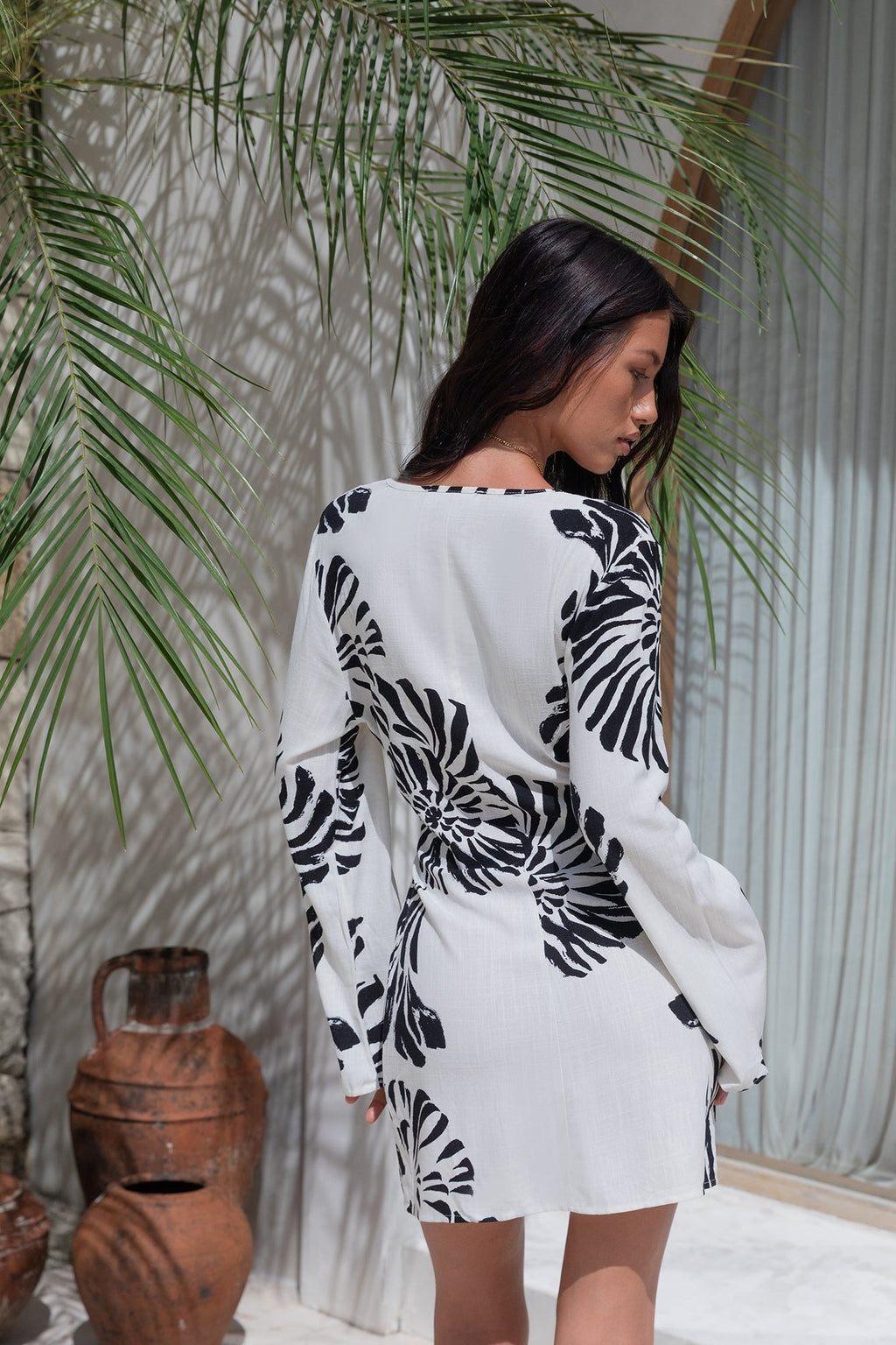 Island Time Only Long Sleeve Mini Dress Natural
