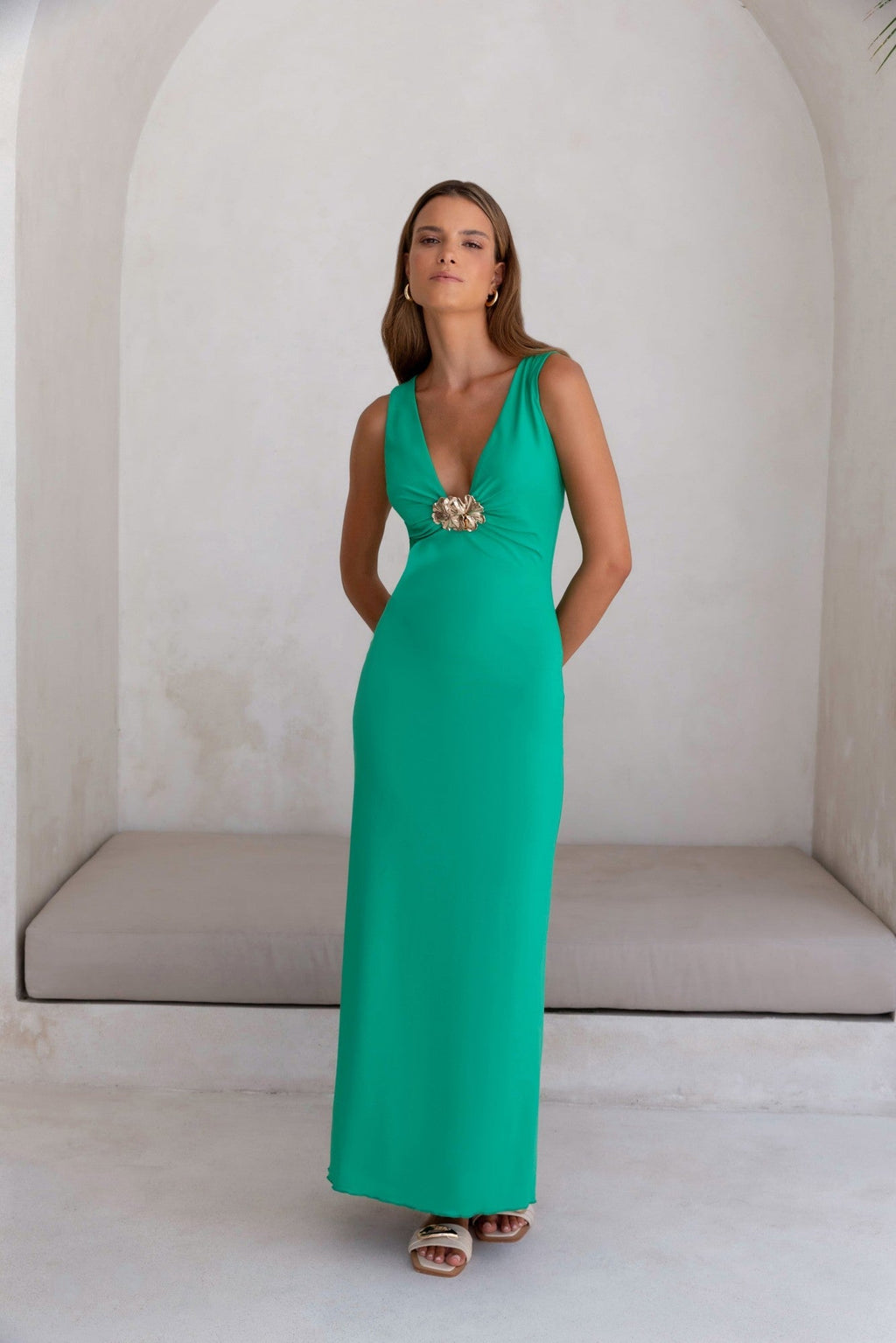 Coastal Caprice Maxi Dress Green