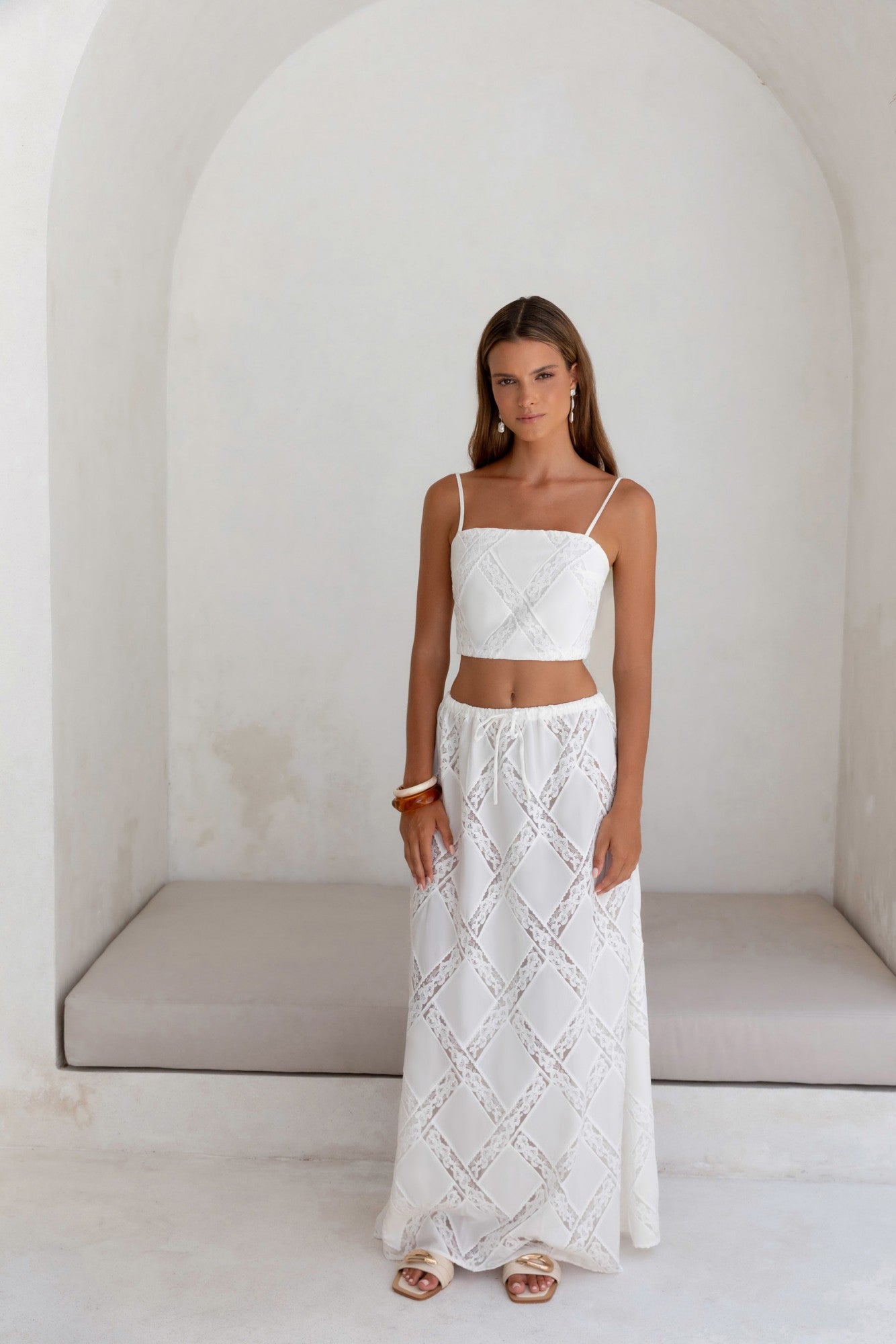 Ocean Air Oasis Maxi Skirt White