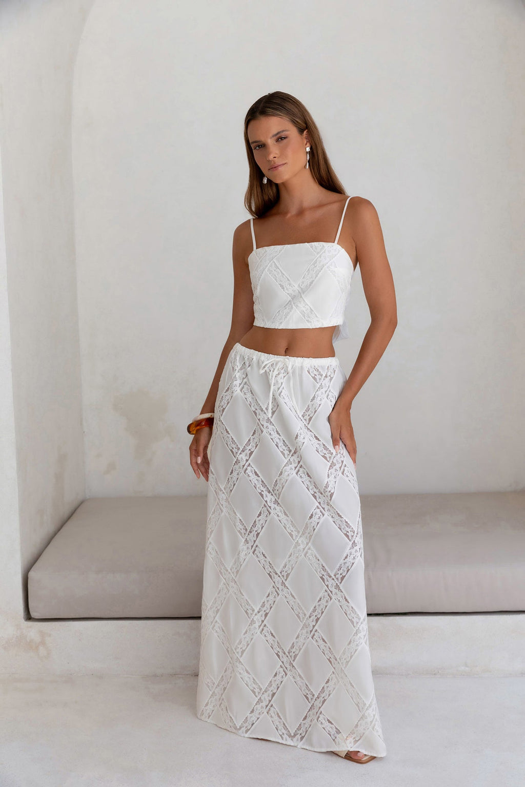 Ocean Air Oasis Maxi Skirt White