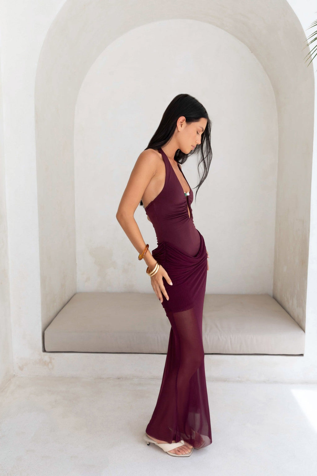 Luxe Legacy Halter Maxi Dress Plum